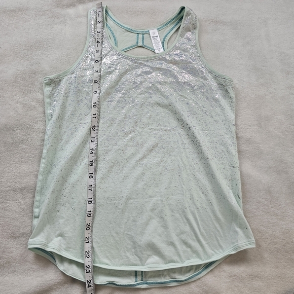 Ivivva by Lululemon Mint Green Foil Glitter Racerback Tank Top Girls Size 14 - Picture 7 of 9